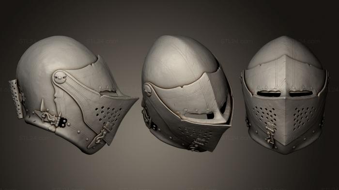 Статуэтки и статуи разные (Рыцарский шлем II, STKR_0601) 3D модель для ЧПУ станка